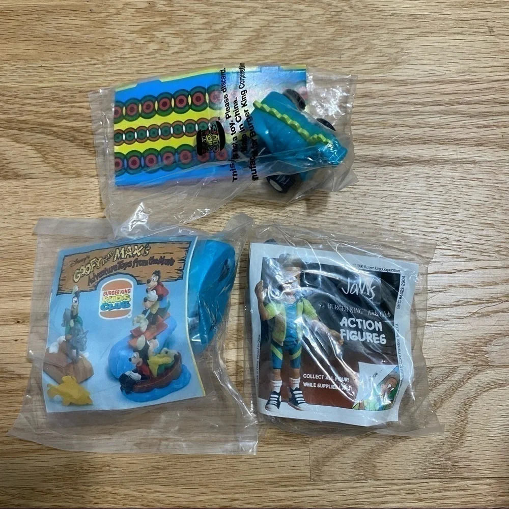 Burger King Kids Club Toy Bundle Disney Goofy Dinosaur Car Jaws Action Figure